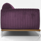 Sofá 03 Lugares 230 Cm Molino Pés Alumínio Veludo Roxo