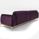Sofá 03 Lugares 230 Cm Molino Pés Alumínio Veludo Roxo