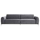 Sofá 03 Lugares 230 Cm Molino Pés Alumínio Veludo Titânio