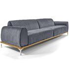 Sofá 03 Lugares 230 Cm Molino Pés Alumínio Veludo Titânio