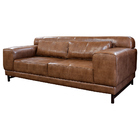 Sofá 03 Lugares 240cm Pés De Aço Malta Couro Softline Mel B20