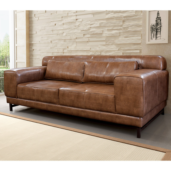 Sofá 03 Lugares 240cm Pés De Aço Malta Couro Softline Mel B20
