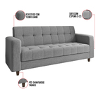 Sofá 03 Lugares Arezzo Linho Pés Chanfrado Tabaco D01 - D'ros