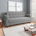 Sofá 03 Lugares Arezzo Linho Pés Chanfrado Tabaco D01 - D'ros