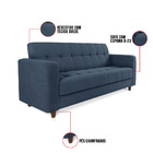 Sofá 03 Lugares Arezzo Suede Azul Marinho Pés Chanfrado Tabac