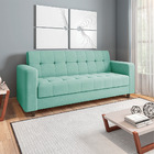 Sofá 03 Lugares Arezzo Suede Azul Turquesa Pés Chanfrado Taba