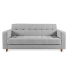 Sofá 03 Lugares Arezzo Suede Cinza Pés Chanfrado Castanho - D