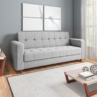 Sofá 03 Lugares Arezzo Suede Cinza Pés Chanfrado Castanho - D