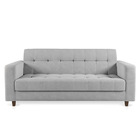 Sofá 03 Lugares Arezzo Suede Cinza Pés Chanfrado Tabaco D01 -