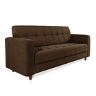 Sofá 03 Lugares Arezzo Suede Marrom Pés Chanfrado Tabaco D01