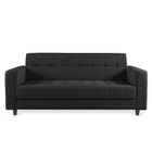 Sofá 03 Lugares Arezzo Suede Preto Pés Chanfrado Tabaco D01 -