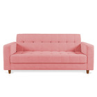 Sofá 03 Lugares Arezzo Suede Rosê Pés Chanfrado Castanho - D'