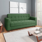 Sofá 03 Lugares Arezzo Suede Verde Pés Chanfrado Tabaco D01 -