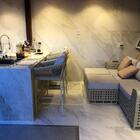 Sofá 03 Lugares Fibra Sintética E Alumínio Área Externa