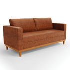 Sofá 03 Lugares Juliette Corano Nozes Base Madeira Castanho