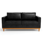 Sofá 03 Lugares Juliette Corano Preto Base Madeira Castanho