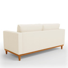 Sofá 03 Lugares Juliette Linho Palha A32 Base Madeira Castanh