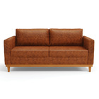 Sofá 03 Lugares Juliette Sintético Pu Base Madeira Castanho D