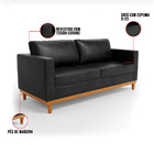 Sofá 03 Lugares Juliette Sintético Pu Base Madeira Castanho D