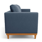 Sofá 03 Lugares Juliette Suede Azul Marinho Base Madeira Cast