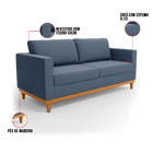 Sofá 03 Lugares Juliette Suede Azul Marinho Base Madeira Cast