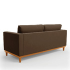 Sofá 03 Lugares Juliette Suede Marrom Base Madeira Castanho