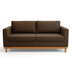 Sofá 03 Lugares Juliette Suede Marrom Base Madeira Castanho