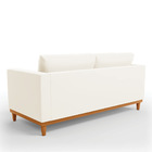 Sofá 03 Lugares Juliette Veludo Bege Base Madeira Castanho