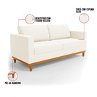 Sofá 03 Lugares Juliette Veludo Bege Base Madeira Castanho