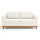 Sofá 03 Lugares Juliette Veludo Bege Base Madeira Castanho