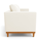 Sofá 03 Lugares Juliette Veludo Bege Base Madeira Castanho