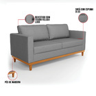 Sofá 03 Lugares Juliette Veludo Luxo Base Madeira Castanho -