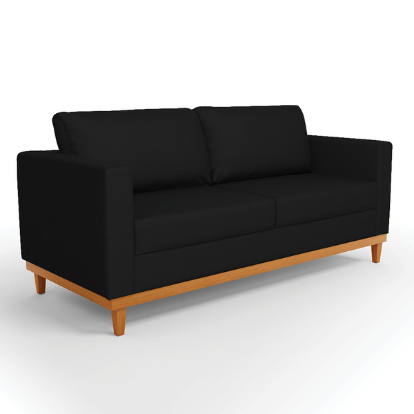 Sofá 03 Lugares Juliette Veludo Luxo Base Madeira Castanho -