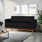 Sofá 03 Lugares Juliette Veludo Luxo Base Madeira Castanho -