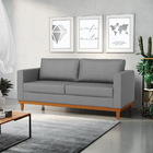 Sofá 03 Lugares Juliette Veludo Luxo Grafite A131 Base Madeir