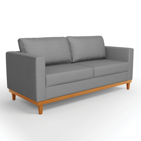 Sofá 03 Lugares Juliette Veludo Luxo Grafite A131 Base Madeir