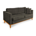 Sofá 03 Lugares Juliette Veludo Nude Base Madeira Castanho -