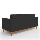 Sofá 03 Lugares Juliette Veludo Preto Base Madeira Castanho