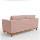 Sofá 03 Lugares Juliette Veludo Rosê Base Madeira Castanho