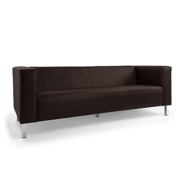 Sofá 03 Lugares Kubo Corano Café C-34 Pés De Aço Cromado - D'