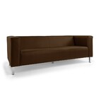 Sofá 03 Lugares Kubo Corano Marrom C-01 Pés De Aço Cromado -