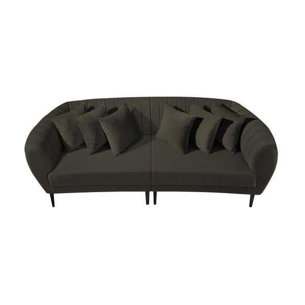 Sofá 03 Lugares Living 2,50 Itália Bipartido Veludo Chocolate