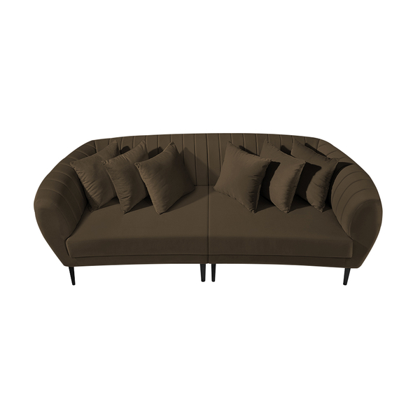 Sofá 03 Lugares Living 2,50 Itália Bipartido Veludo Marrom