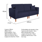 Sofá 03 Lugares Living Ponza Sintético - Azul Marinho