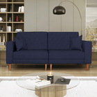 Sofá 03 Lugares Living Ponza Sintético - Azul Marinho