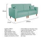 Sofá 03 Lugares Living Ponza Suede - Azul Ciano