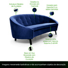 Sofá 03 Lugares Only 230 Cm Pés Preto Veludo Azul Royal - Cas