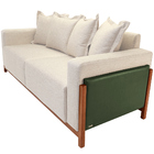 Sofá 03 Lugares Para Sala De Estar 178 Cm Khali B04 Linho Cru