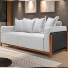 Sofá 03 Lugares Para Sala De Estar 198 Cm Khali B04 Linho Cin