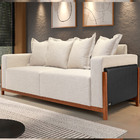 Sofá 03 Lugares Para Sala De Estar 198 Cm Khali B04 Linho Cru